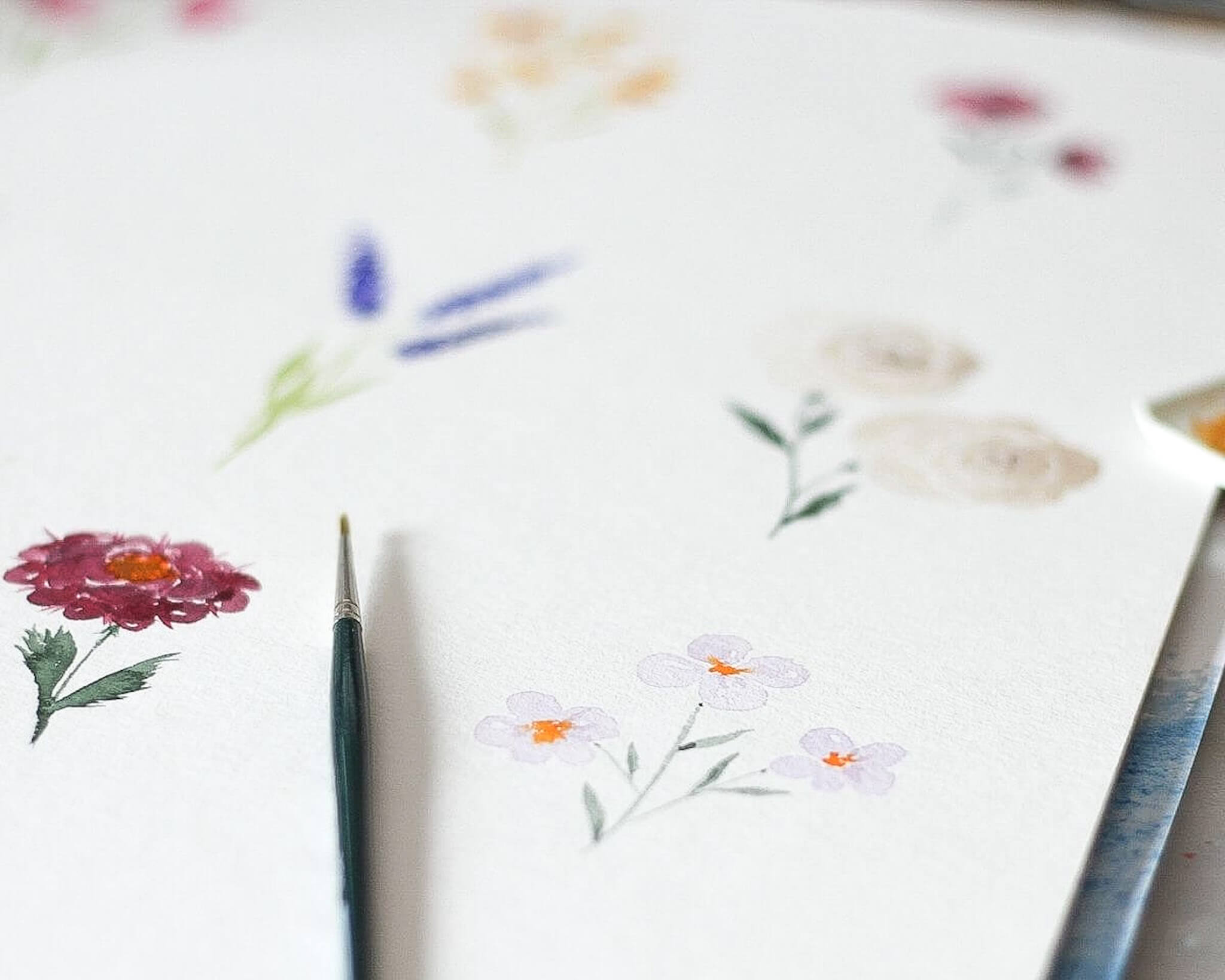  Aquarell Blumen malen: 9 einfache Blüten für Anfänger 