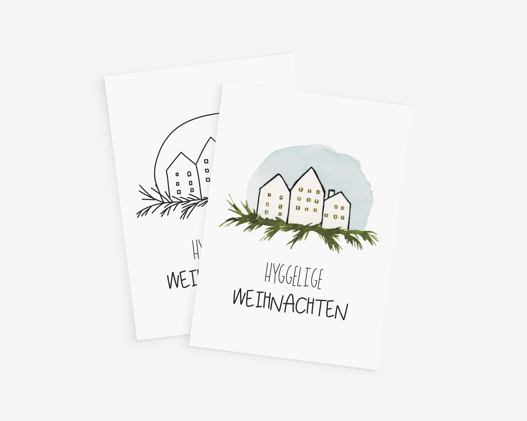 Weihnachtskarten selber malen - 12 Vorlagen für Aquarell