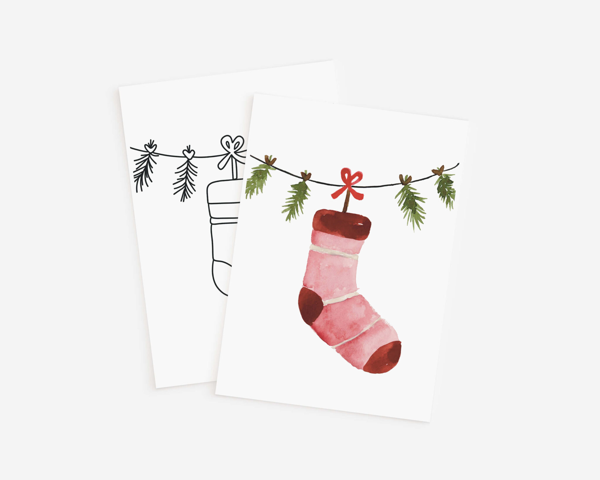 Weihnachtskarten selber malen - 12 Vorlagen für Aquarell