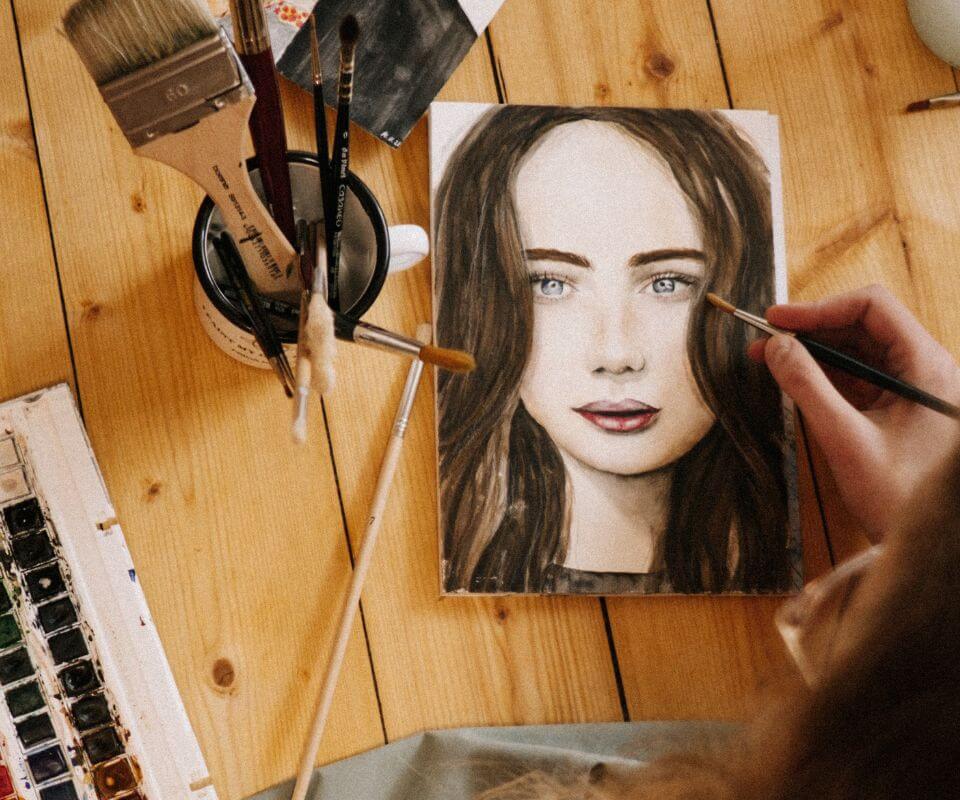 aquarell-portrait-malen-anleitung Portrait von einer Frau malen mit Aquarell