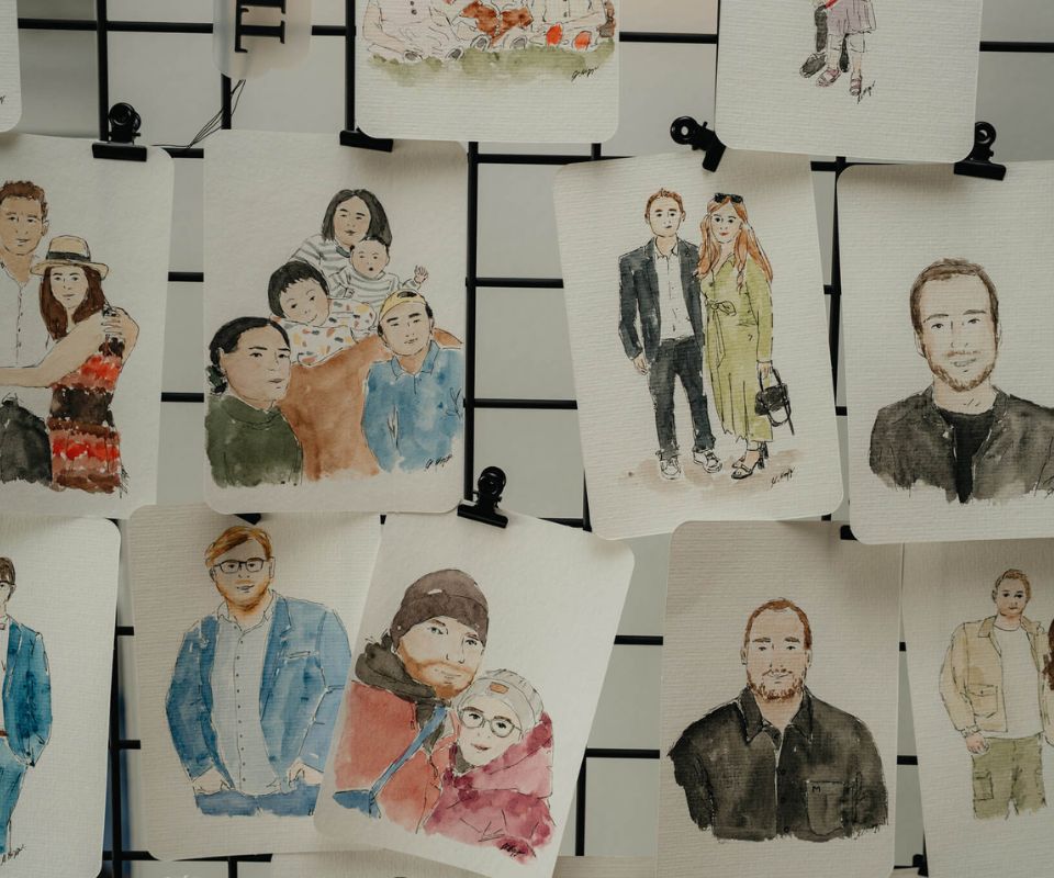 live-zeichnen-hochzeitsgäste Live Zeichnen Hochzeitsgäste mit Aquarell