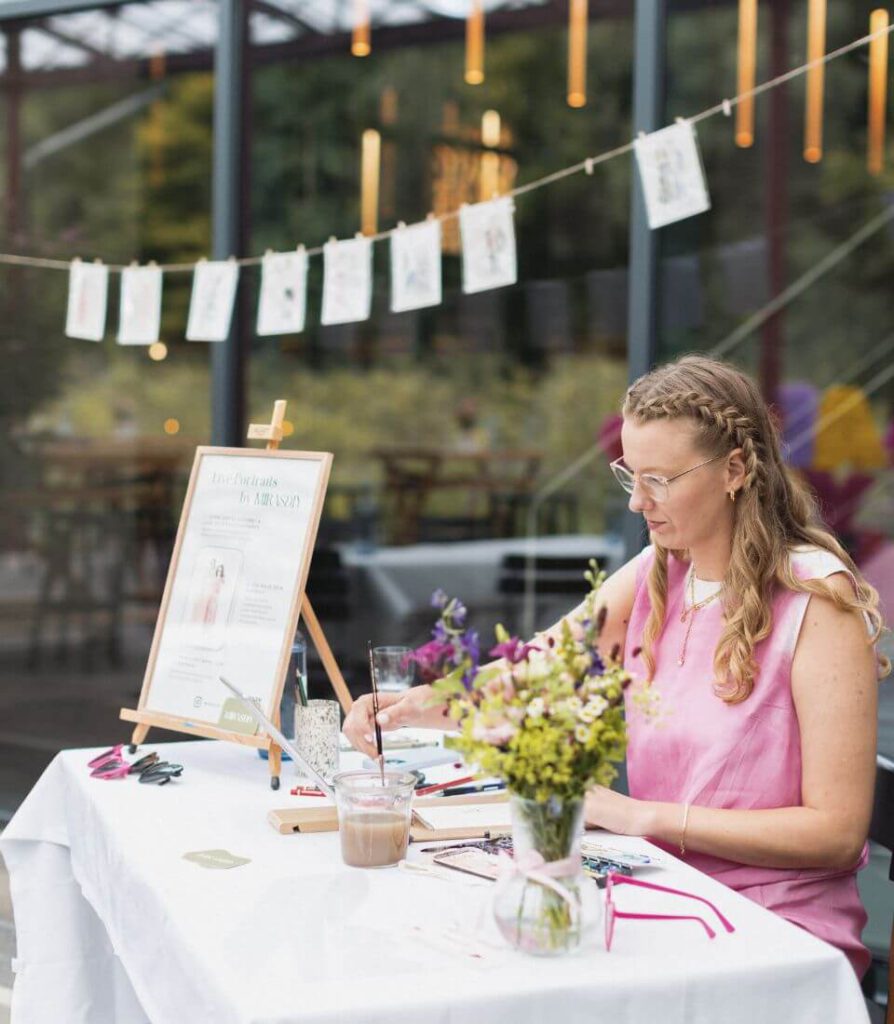 live-painting-destination-wedding Live Painting Destination Weddings: Illustratorin mal live Zeichnungen der Gäste