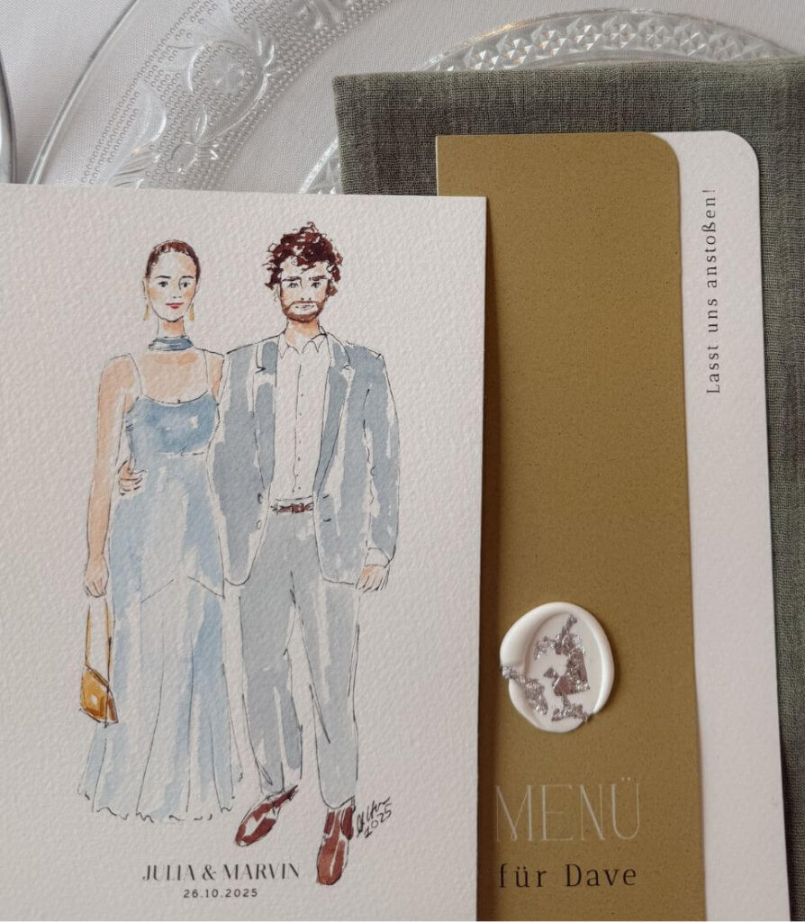 Illustration auf einer Hochzeit in Düsseldorf